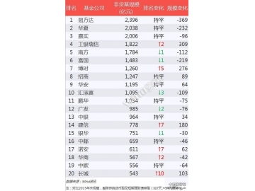 2016中国非货币基金规模TOP20