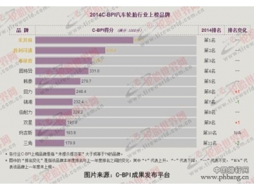 2014中国汽车轮胎品牌力C-BPI指数排行榜